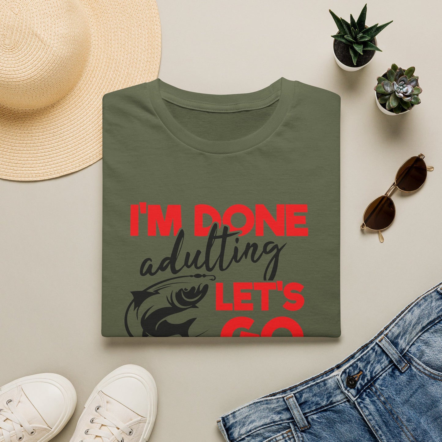 "I'm Done Adulting, Let's Go Fishing!"  Fishing T‑Shirt