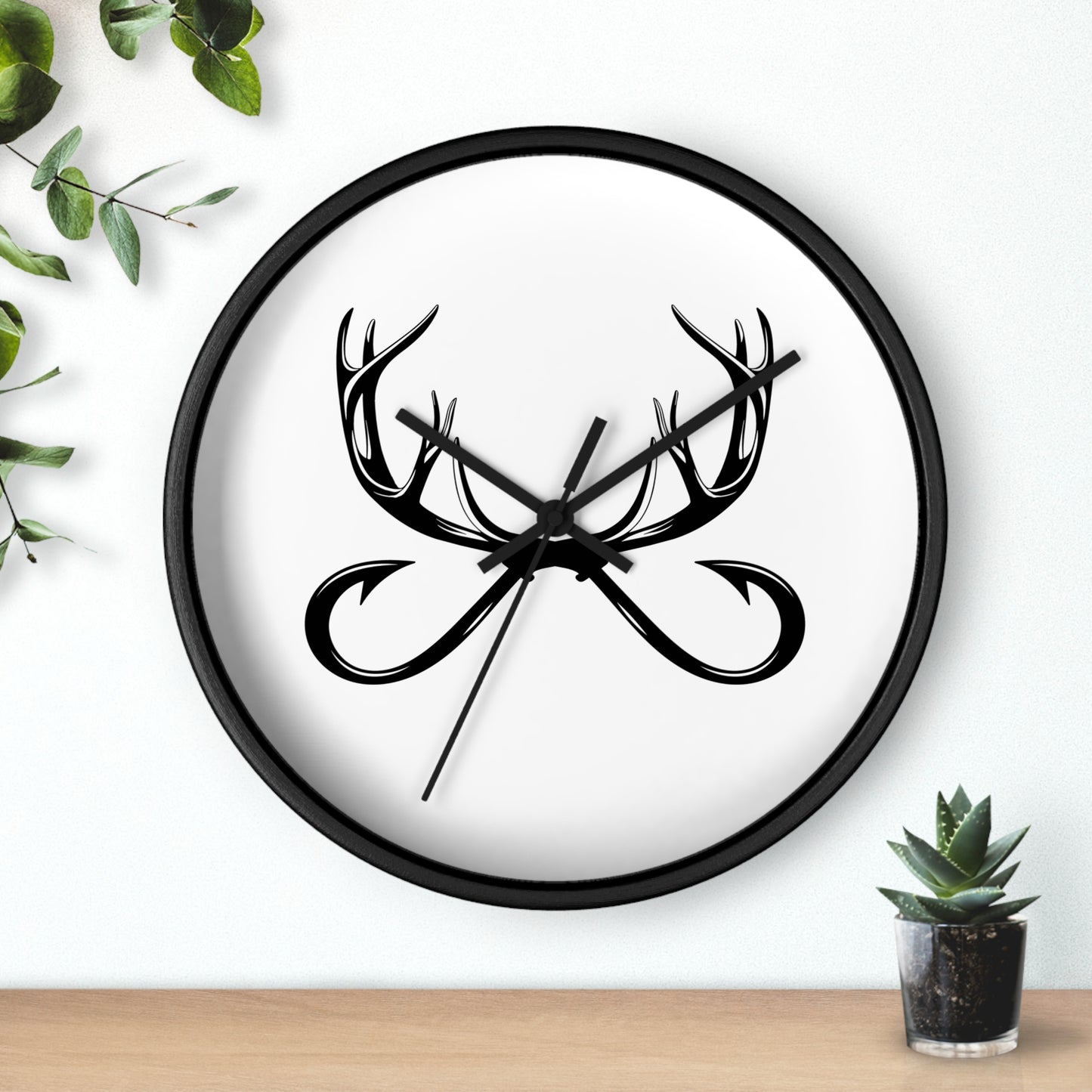 Antler Infinity Wall Clock — Modern Rustic Deer Antlers Decor
