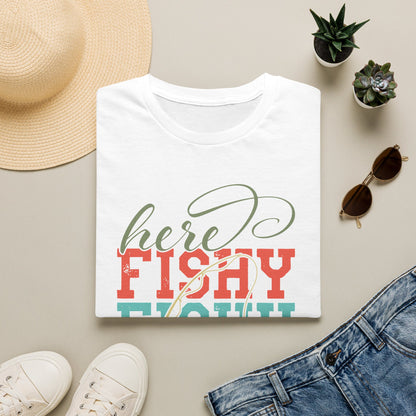 Here Fishy Fishy Fishing T-Shirt — Cute Retro Fishing Tee for Anglers
