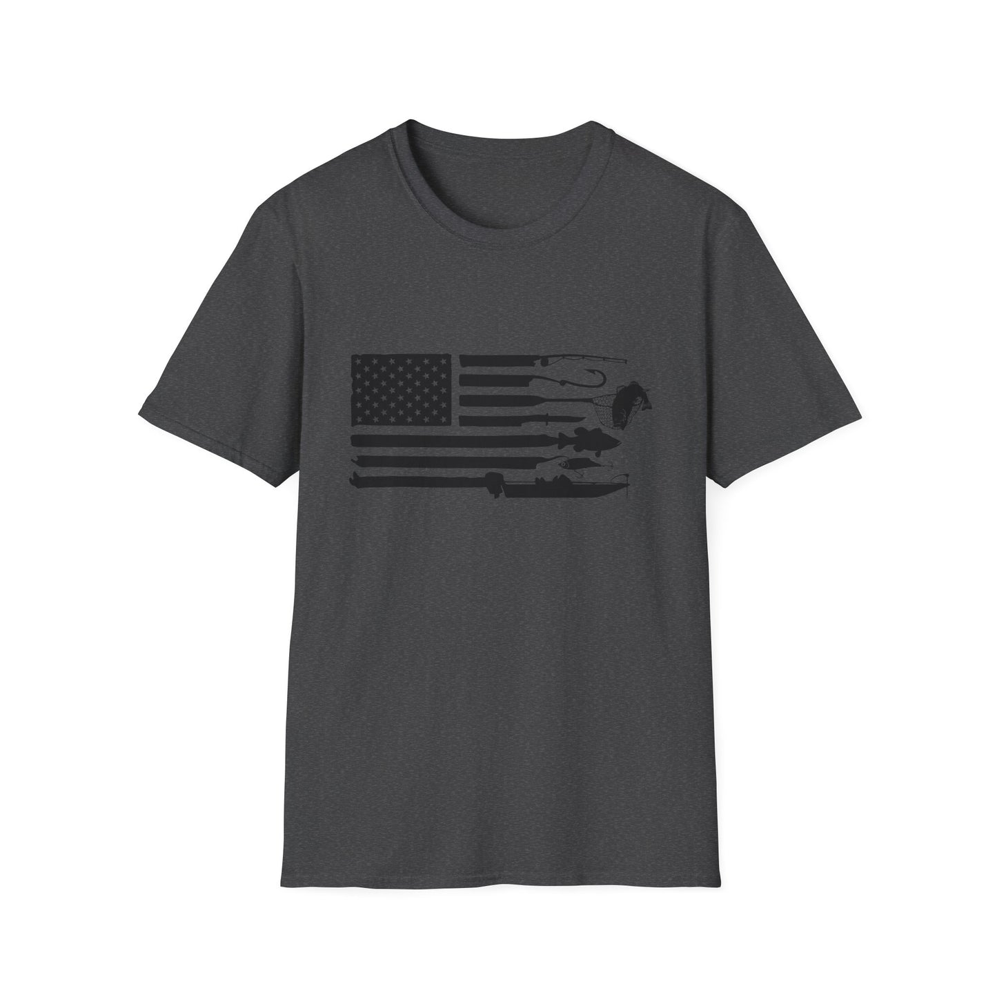 American Flag T-Shirt — Rods, Lures & Bass Silhouette