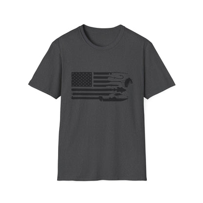 American Flag T-Shirt — Rods, Lures & Bass Silhouette