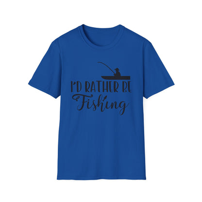 I'd Rather Be Fishing T-Shirt — Fisherman Silhouette Tee