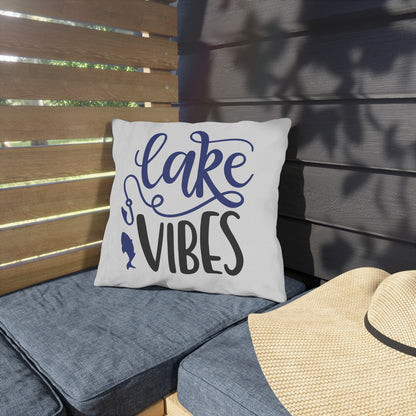 Lake Vibes Outdoor Pillow — Nautical Fishing Cabin Decor