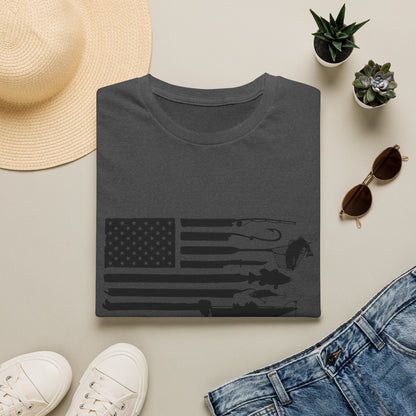 American Flag T-Shirt — Rods, Lures & Bass Silhouette