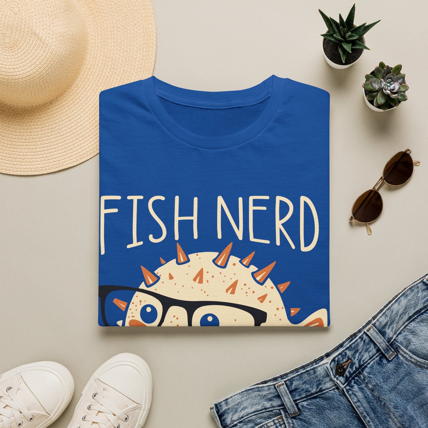 Fish Nerd T-Shirt — Cute Pufferfish Glasses Tee for Marine Lovers