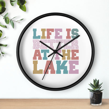 Life Is Better at the Lake Wall Clock — Colorful Cabin & Lake House Decor