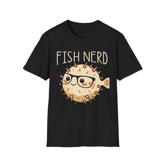 Fish Nerd T-Shirt — Cute Pufferfish Glasses Tee for Marine Lovers