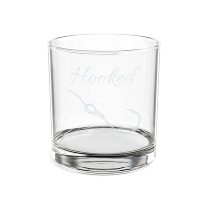 Engraved "Hooked" Whiskey Glass 10.5oz – Fisherman Gift, Personalized Bar Rocks Glass