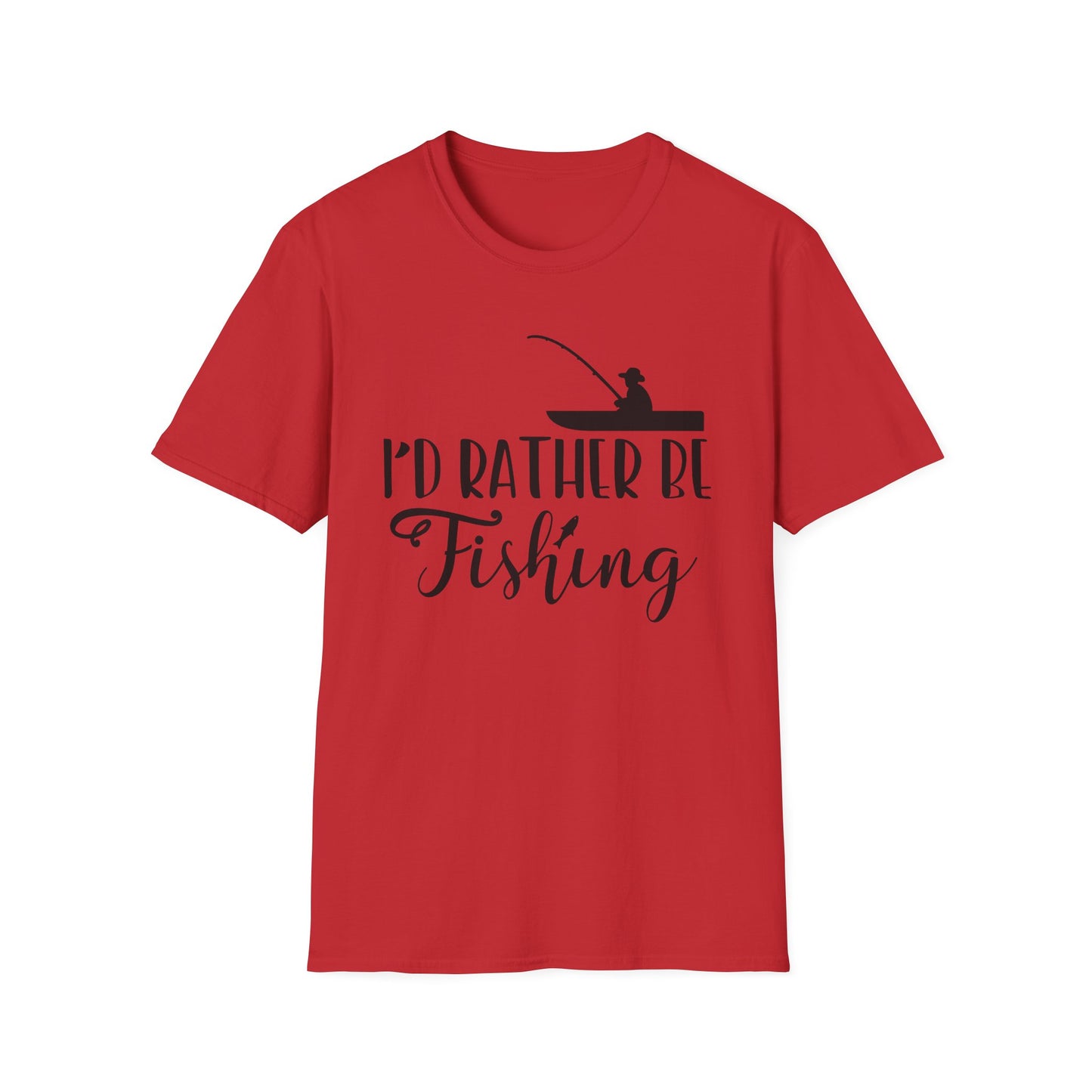 I'd Rather Be Fishing T-Shirt — Fisherman Silhouette Tee