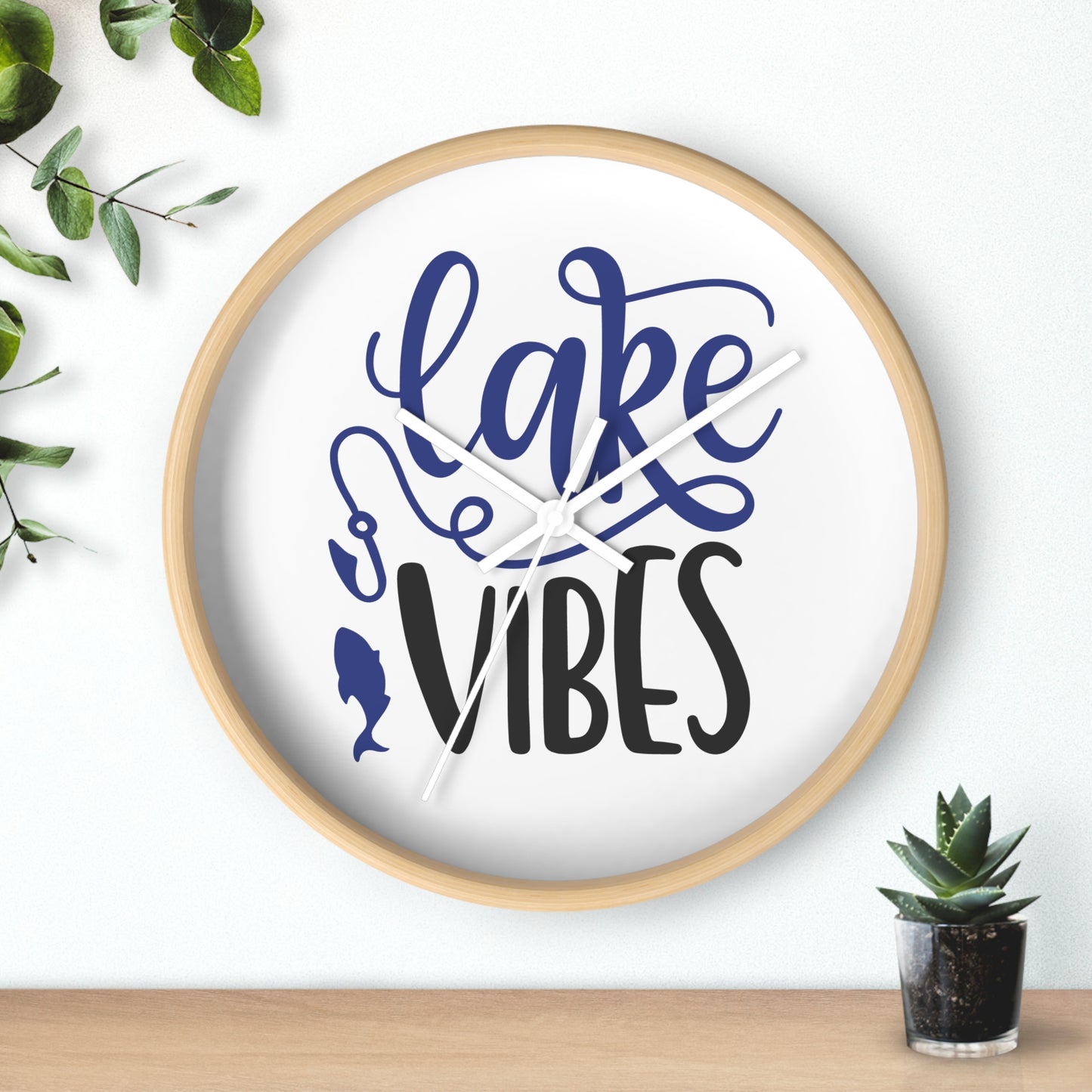 Lake Vibes Wall Clock — Nautical Fishing Cabin Decor