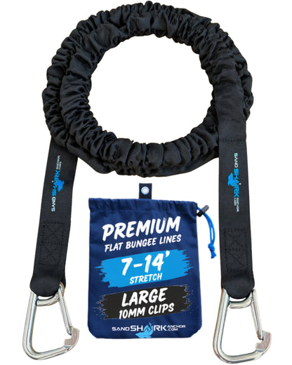 SandShark Premium Flat Bungee Line. Stretches 7-14'. Anchor and Dock Line for Boats, Jet Skis, and Pontoons. Sand Shark Anchor