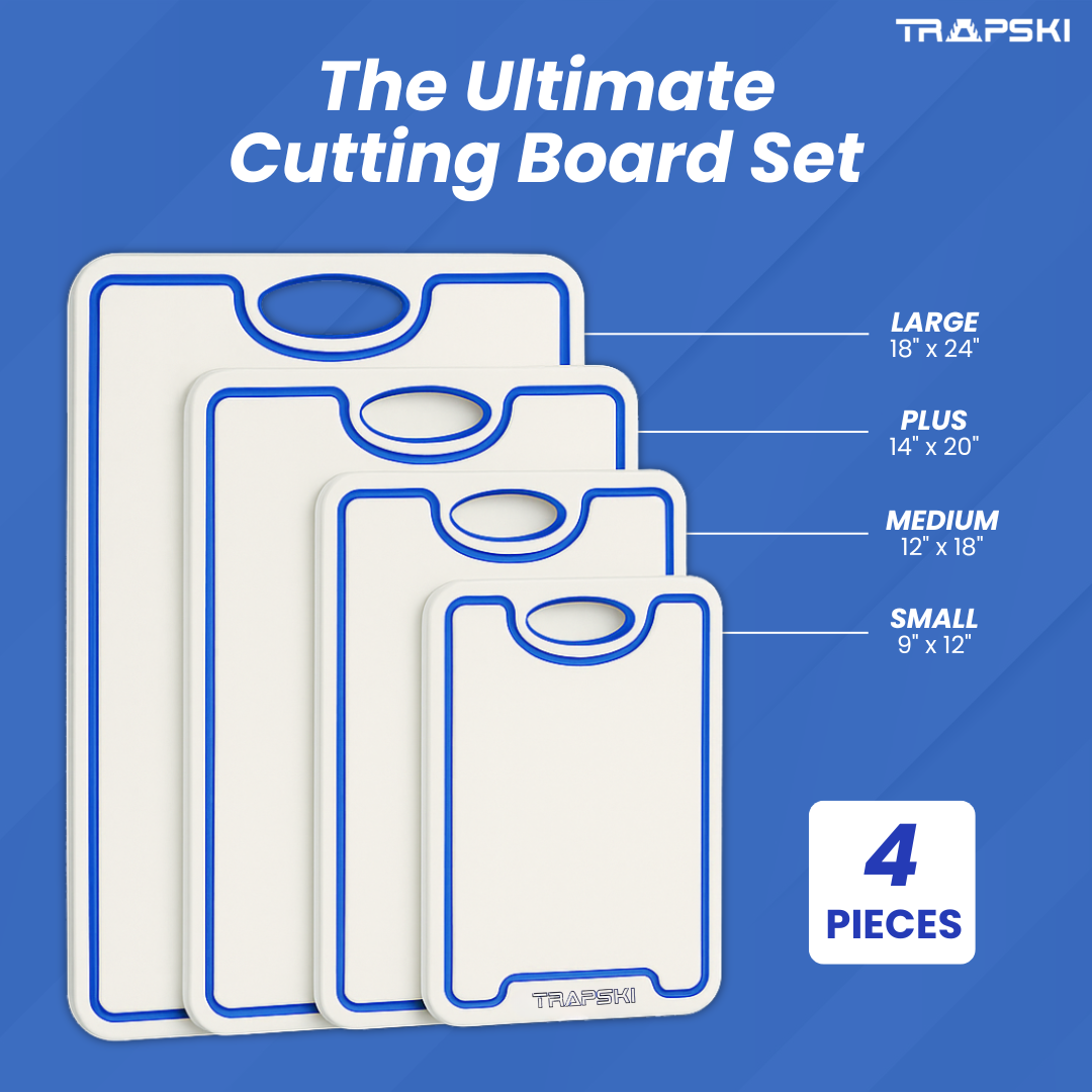 TRAPSKI Premium 1/2 Inch Thick HDPE Cutting Boards | Food-Grade Kitchen Prep Surface | Juice Grooves | Made in the USA TRAPSKI