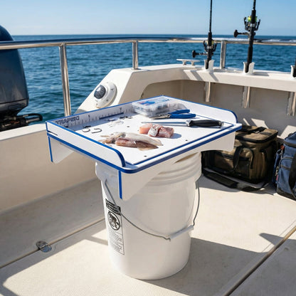 Premium Rod Mount 18" or 33" Raised Fillet Table – 3-in-1 Bait & Fish Station | Fits Rod Holders, Buckets & Flat Surfaces | Marine-Grade HDPE | Ruler, Juice Groove, Knife & Tool Slots TRAPSKI