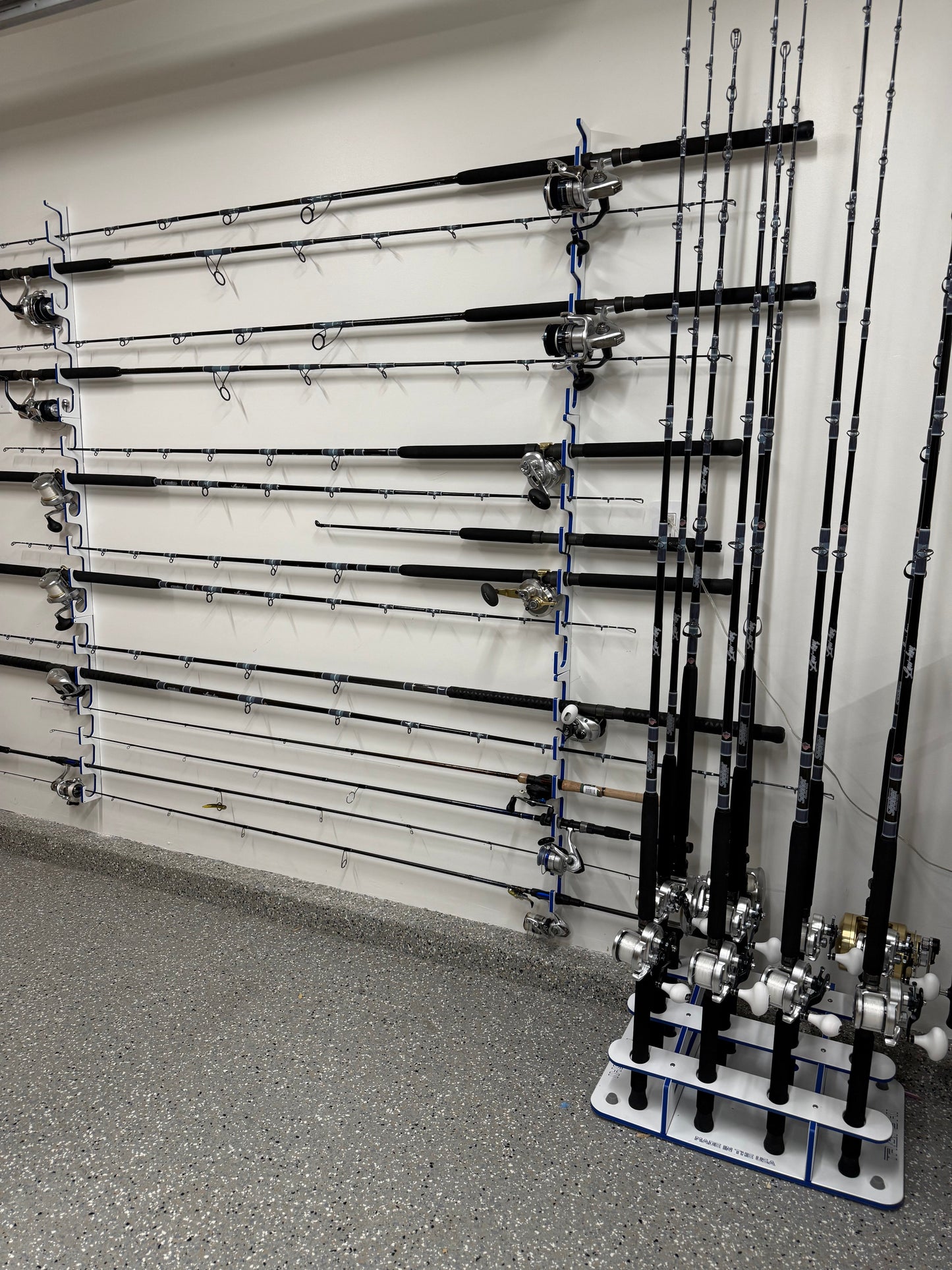 Made in the USA Fishing Rod Rack | 12 Pole Waterproof Wash-down | Dock, Garage, Boat, Storage TRAPSKI