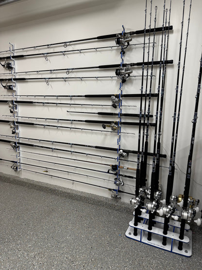 Made in the USA Fishing Rod Rack | 12 Pole Waterproof Wash-down | Dock, Garage, Boat, Storage TRAPSKI