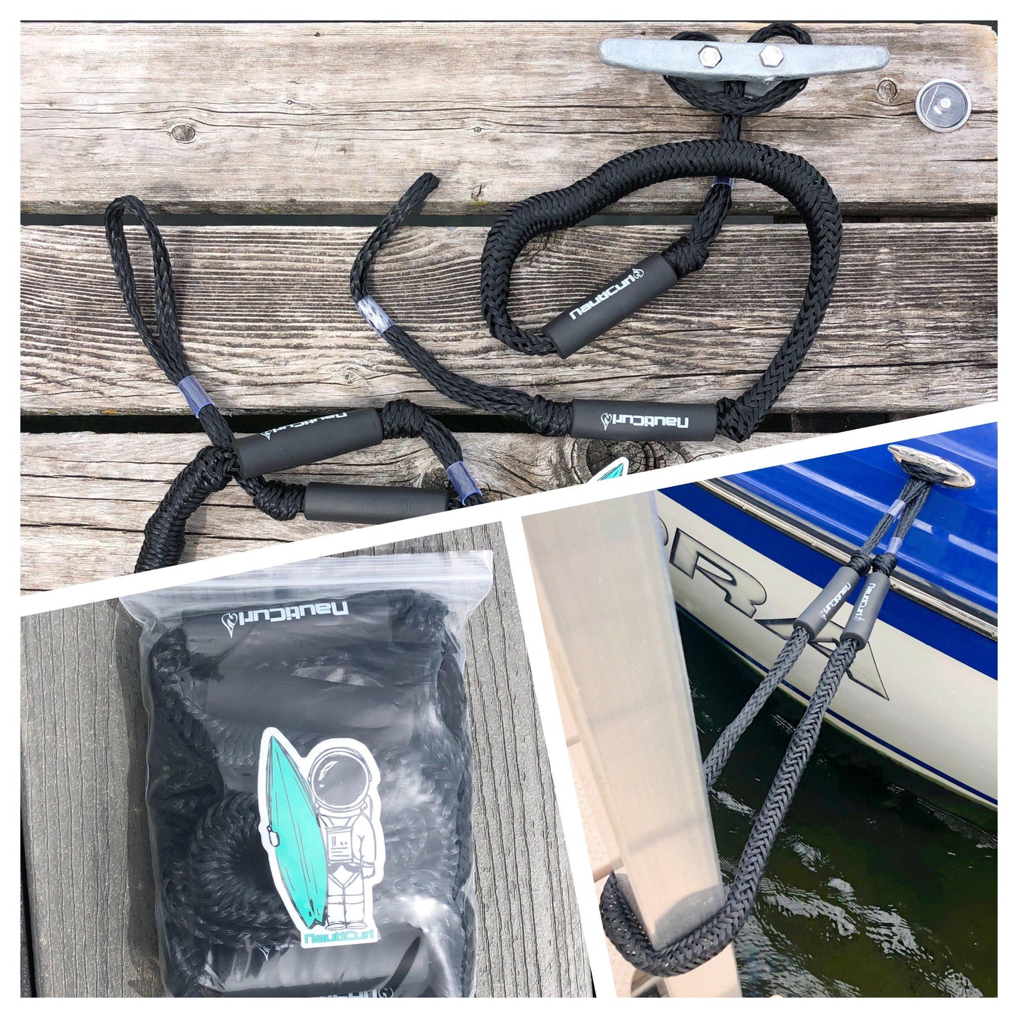 NautiCurl Bungee Boat Ropes - Shock Absorbing (2 Ropes) NautiCurl LLC