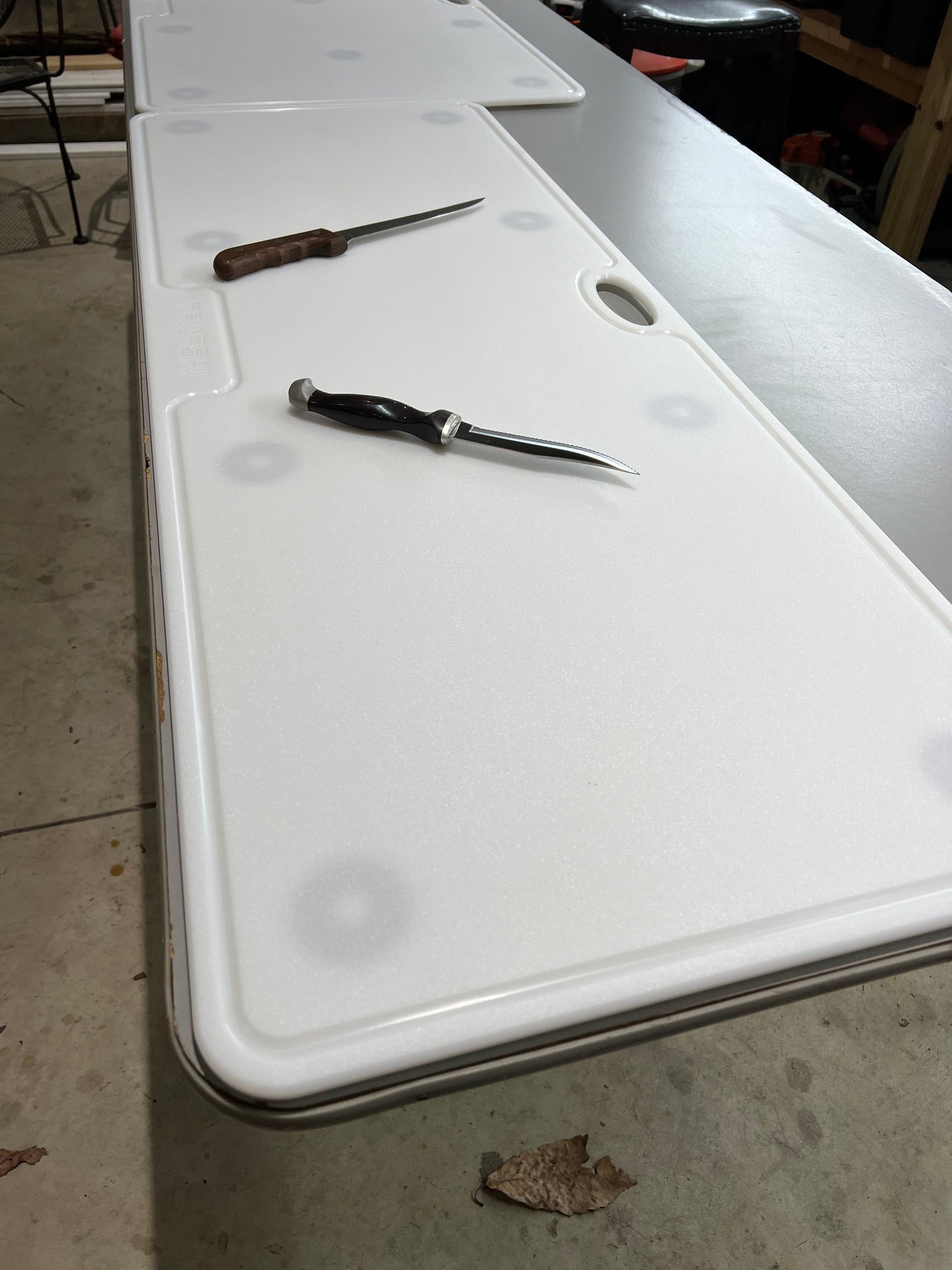 Big Game Cutting Chopping Board 3/8 Inch Thick | Food-Grade HDPE Optional Non-Skid Rubber Feet, Wide Juice Groove | 32 or 48 in x 18 in or 24 in for Tailgates, Coolers and Tables | Easy Grip Handle TRAPSKI