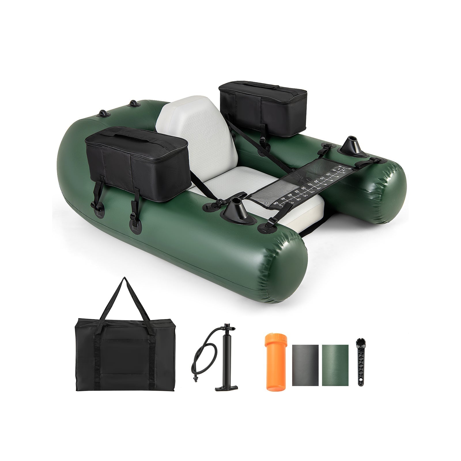 Inflatable Fishing Float Tube for Angling with Fish Ruler and Angling Base LJGDeals