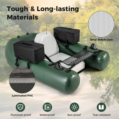 Inflatable Fishing Float Tube for Angling with Fish Ruler and Angling Base LJGDeals