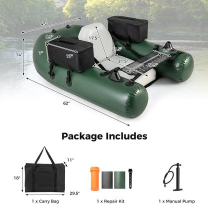 Inflatable Fishing Float Tube for Angling with Fish Ruler and Angling Base LJGDeals