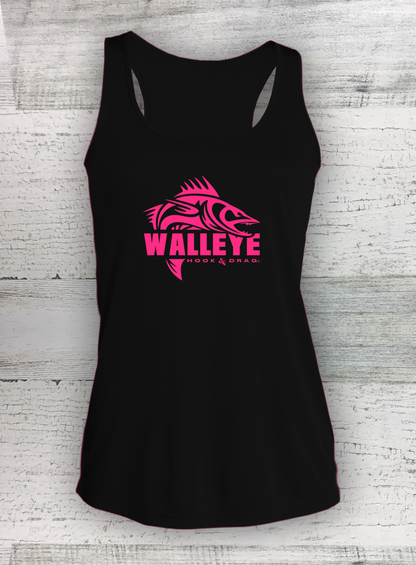 HD Fish - Modern Retro - Ladies Competitor™ Racerback Tank - Catfish, Walleye, Crappie and Bass