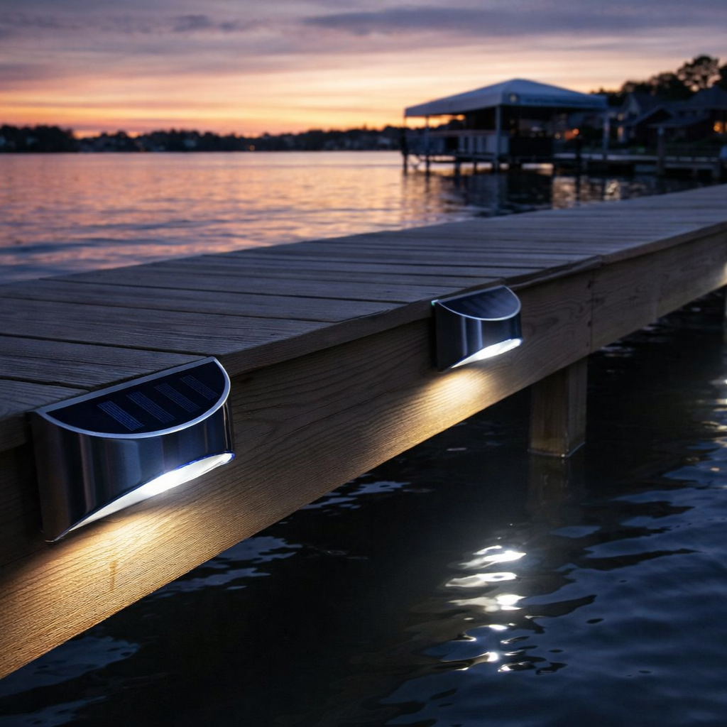 LED Dock & Deck Side Mount Lights - Solar Powered Light (2-Pack) NautiCurl LLC