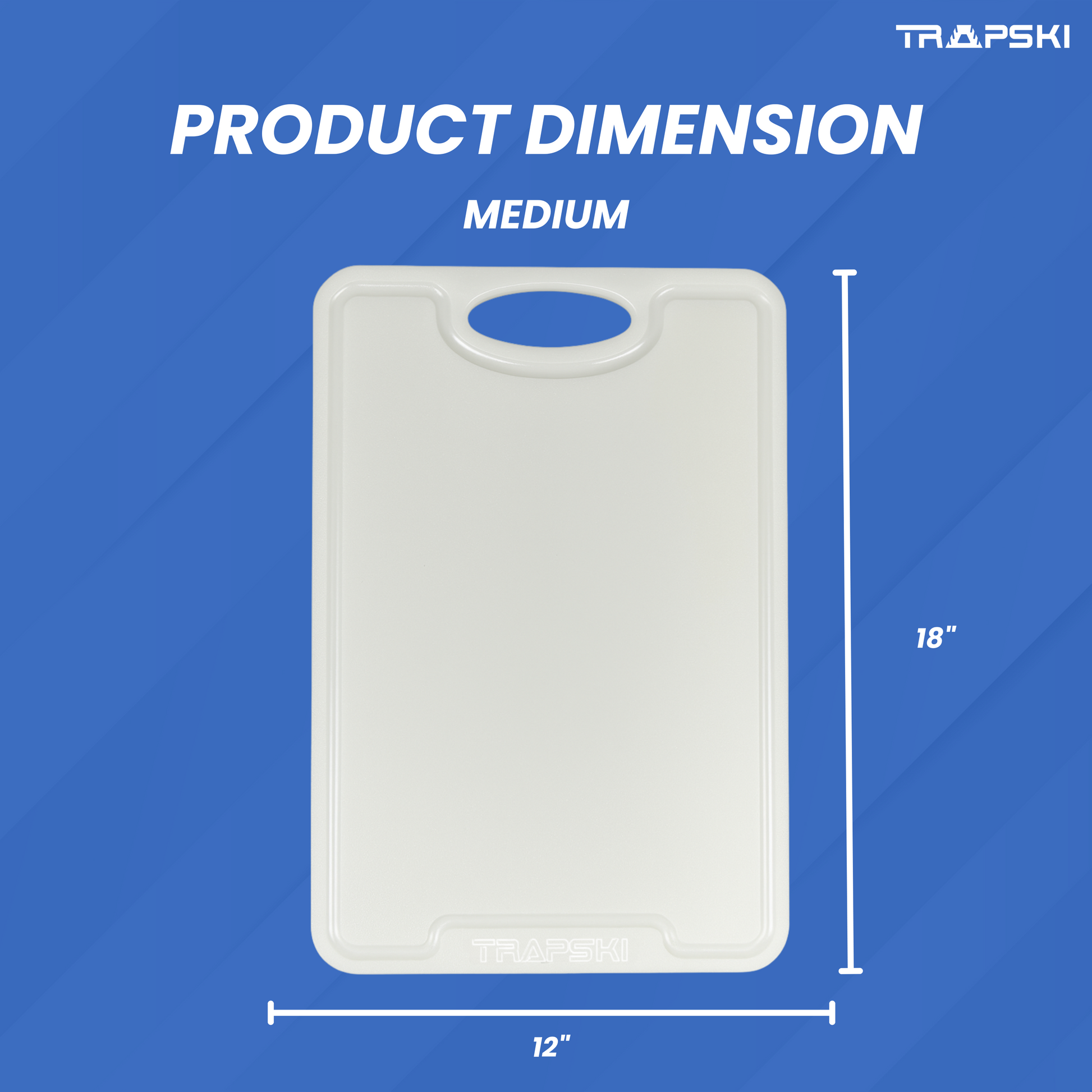 TRAPSKI Premium 1/2 Inch Thick HDPE Cutting Boards | Food-Grade Kitchen Prep Surface | Juice Grooves | Made in the USA TRAPSKI