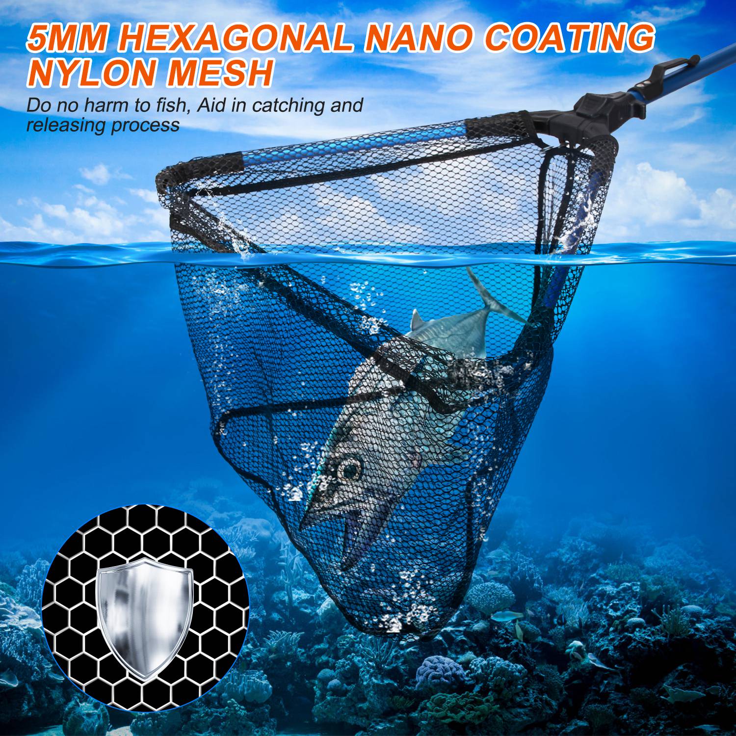 Foldable Fishing Net with Aluminum Handle and Nano Coating LJGDeals