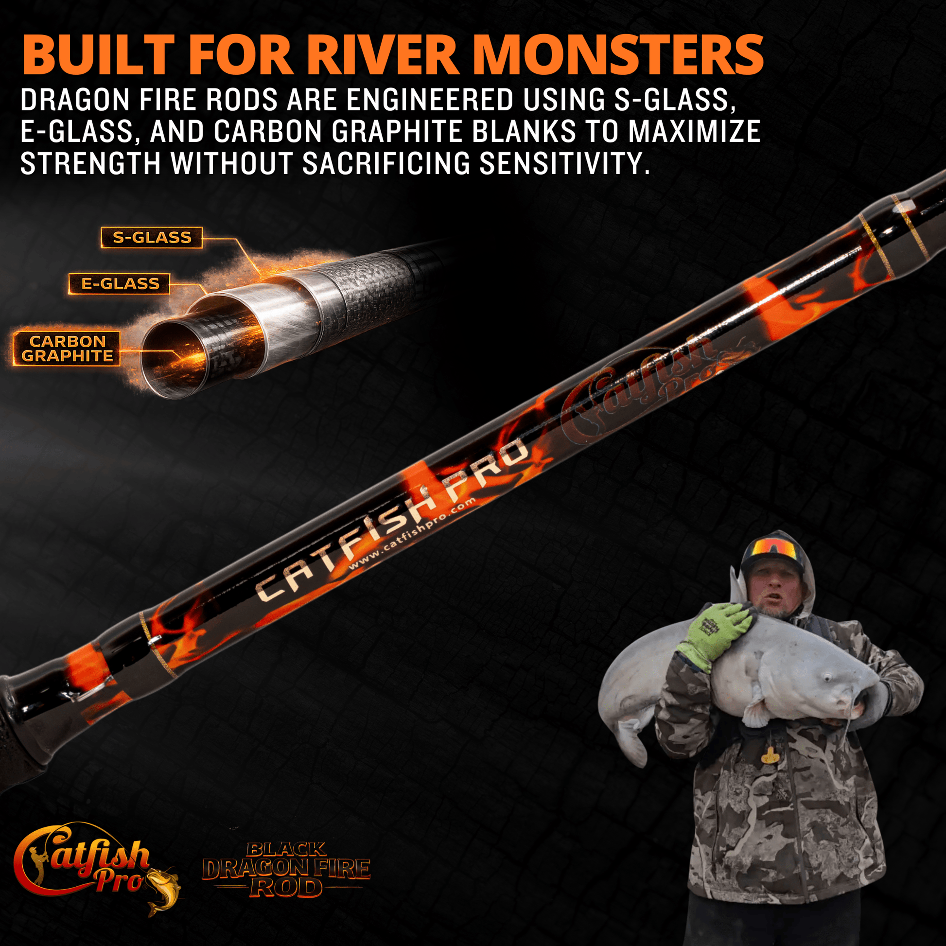 Black Dragon Fire Casting Rod Catfish Pro