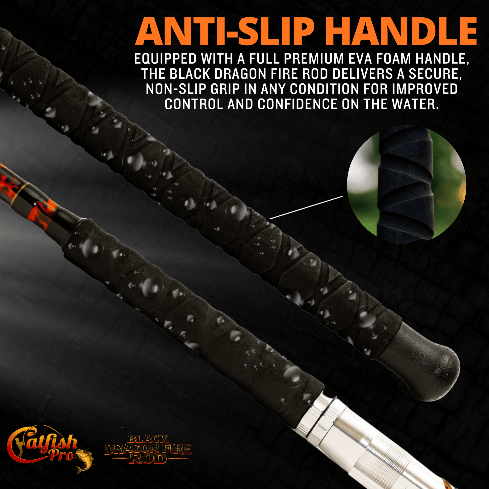 Black Dragon Fire Spinning Glow Rod Catfish Pro