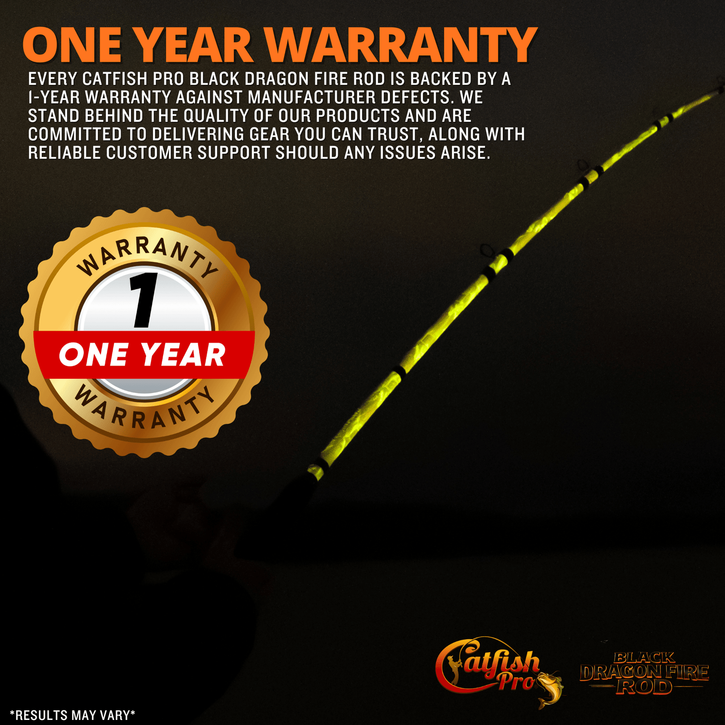 Black Dragon Fire Spinning Glow Rod Catfish Pro