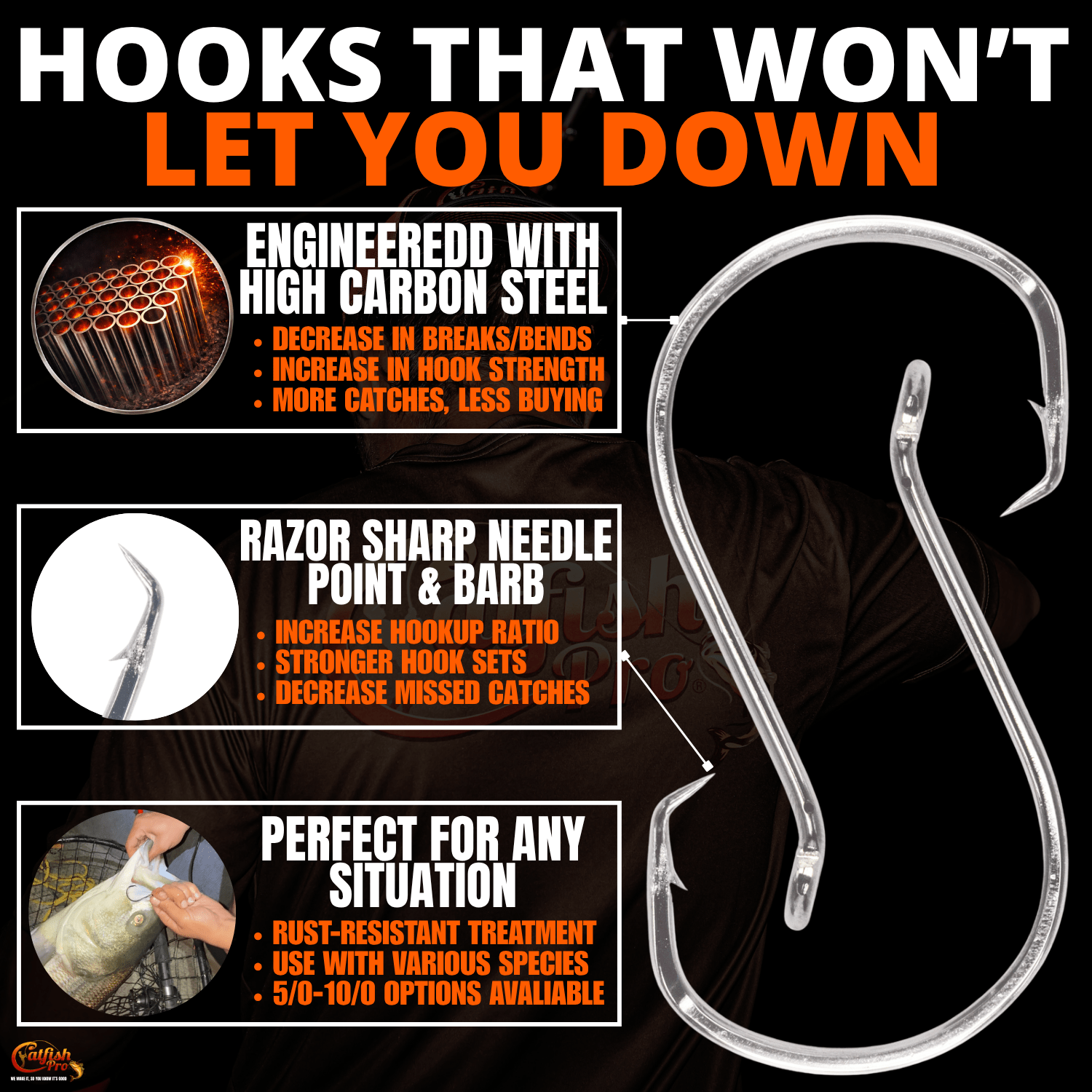 Double Offset Circle Hooks 10/0 - Value Pack Catfish Pro