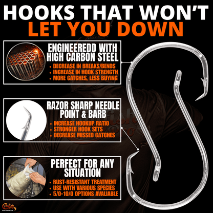 Double Offset Circle Hooks 10/0 - Value Pack Catfish Pro