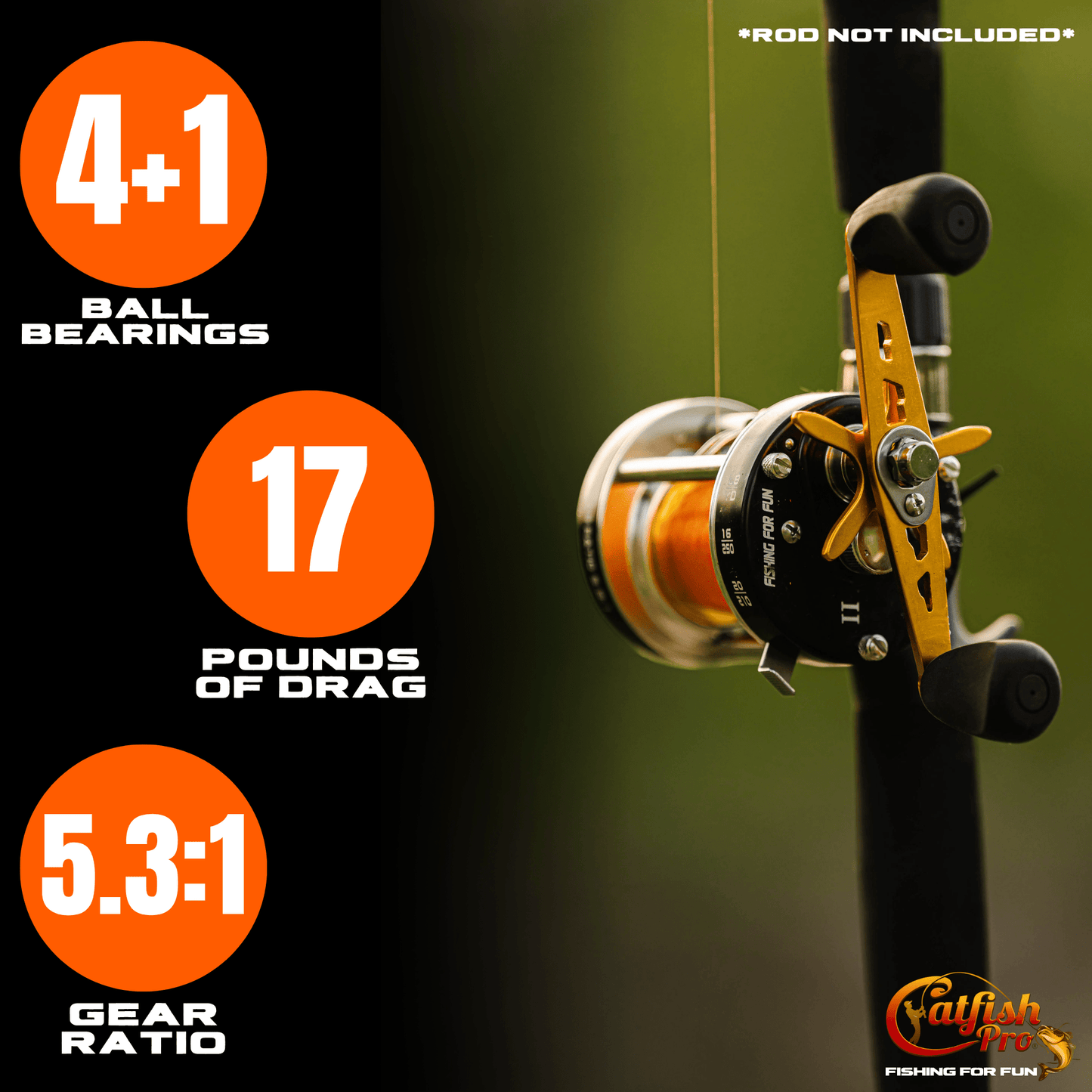 Fishing for Fun Round Baitcaster Reel Catfish Pro