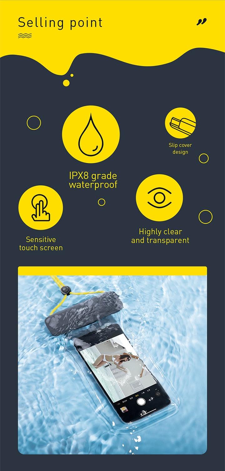 Floating Swimming Phone Bag Waterproof Mobile Phone Pouch Cell Phone Case For Swimming Diving Surfing Beach Use Waterproof Phone Cases for Swimming Boating 7.2Inch Stevvex