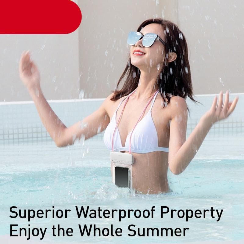 Floating Swimming Phone Bag Waterproof Mobile Phone Pouch Cell Phone Case For Swimming Diving Surfing Beach Use Waterproof Phone Cases for Swimming Boating 7.2Inch Stevvex