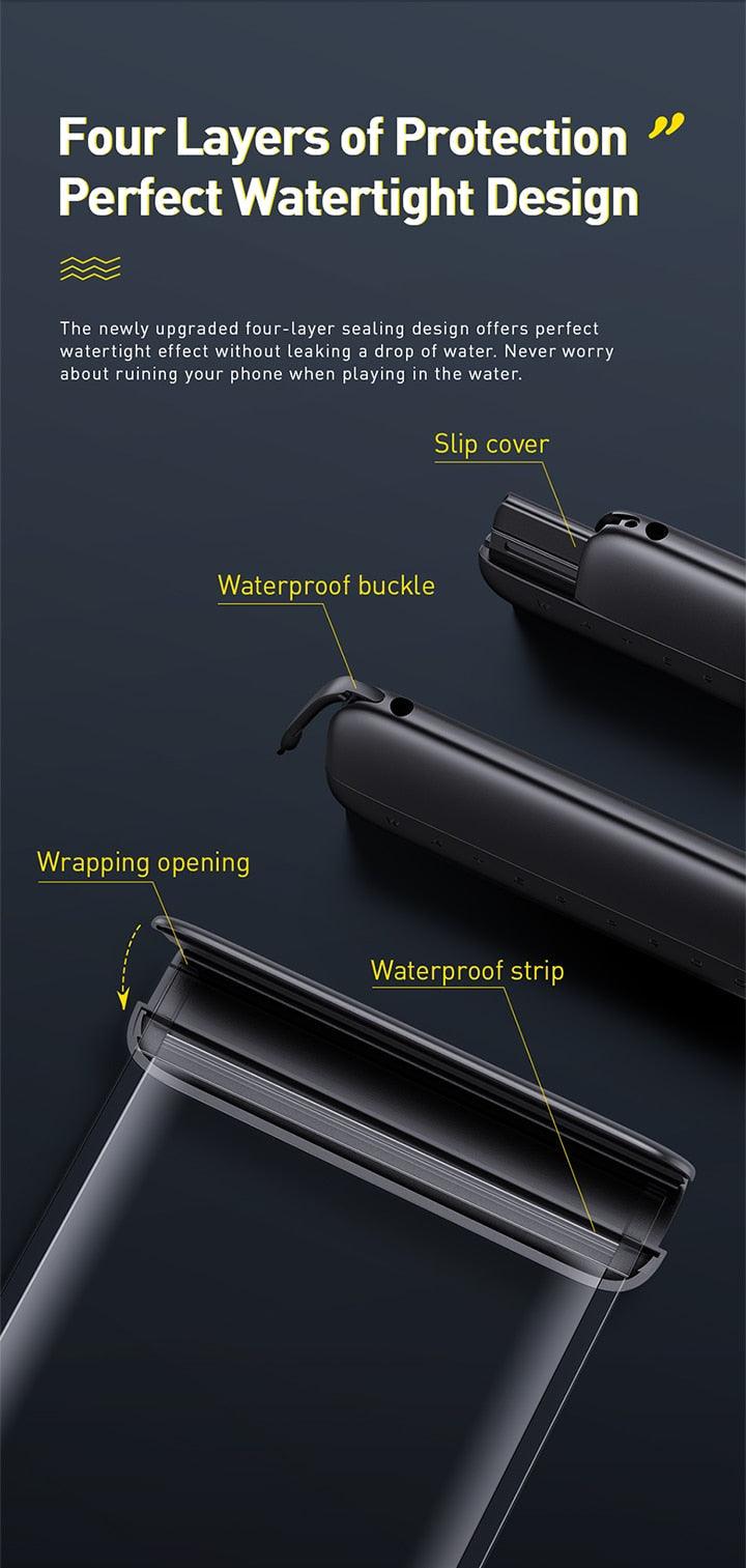 Floating Swimming Phone Bag Waterproof Mobile Phone Pouch Cell Phone Case For Swimming Diving Surfing Beach Use Waterproof Phone Cases for Swimming Boating 7.2Inch Stevvex