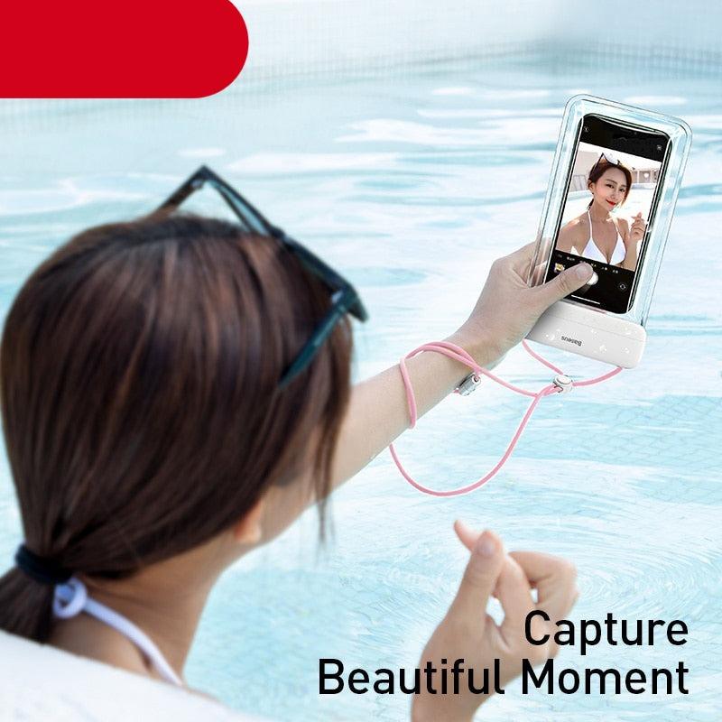 Floating Swimming Phone Bag Waterproof Mobile Phone Pouch Cell Phone Case For Swimming Diving Surfing Beach Use Waterproof Phone Cases for Swimming Boating 7.2Inch Stevvex