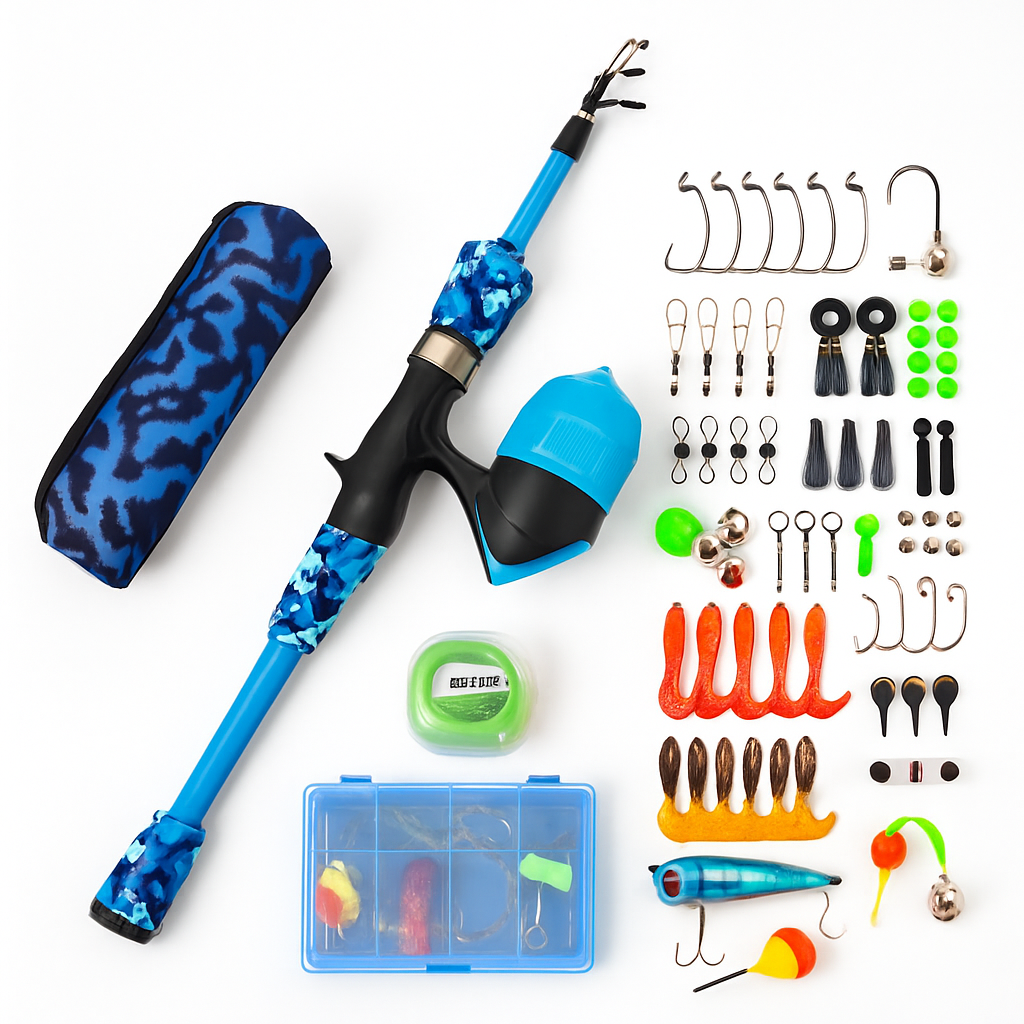 Kids Fishing Pole Set - Telescopic Rod & Spincast Reel Kit LJGDeals