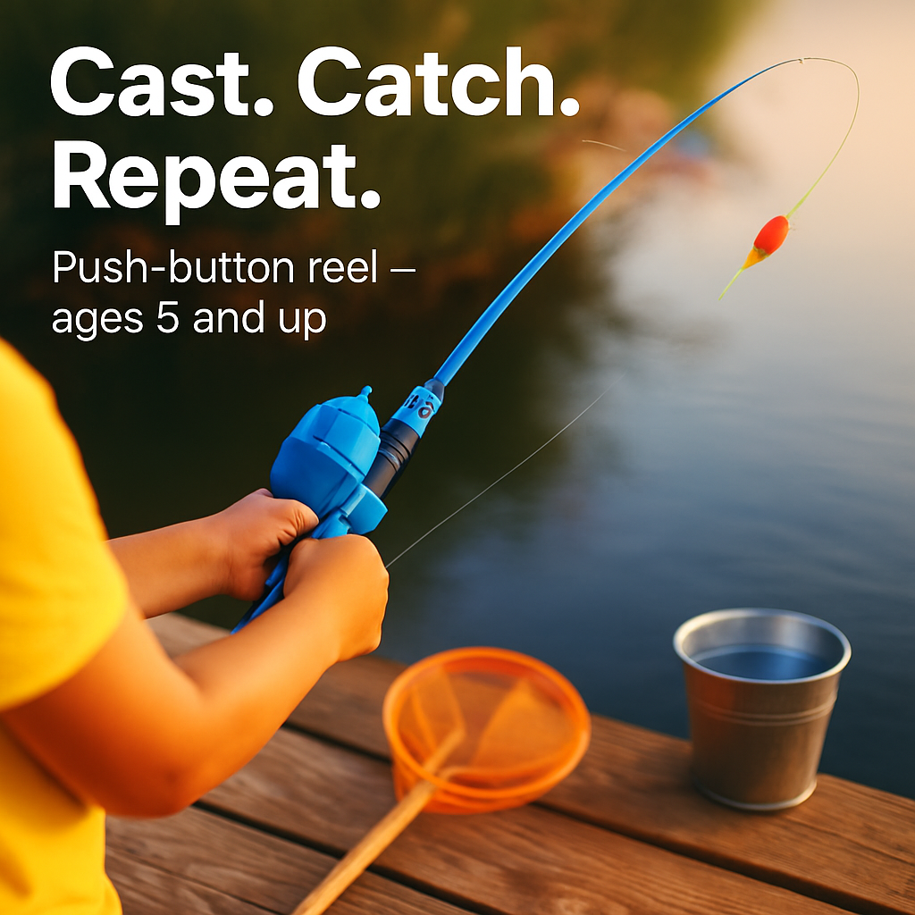 Kids Fishing Pole Set - Telescopic Rod & Spincast Reel Kit LJGDeals