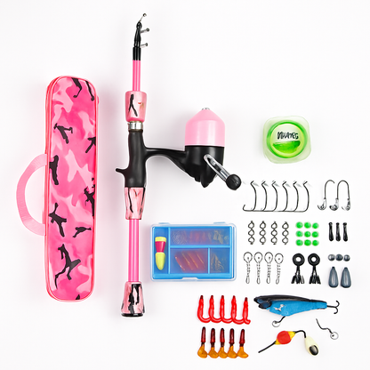 Kids Fishing Pole Set - Telescopic Rod & Spincast Reel Kit LJGDeals