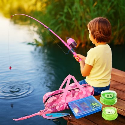 Kids Fishing Pole Set - Telescopic Rod & Spincast Reel Kit LJGDeals