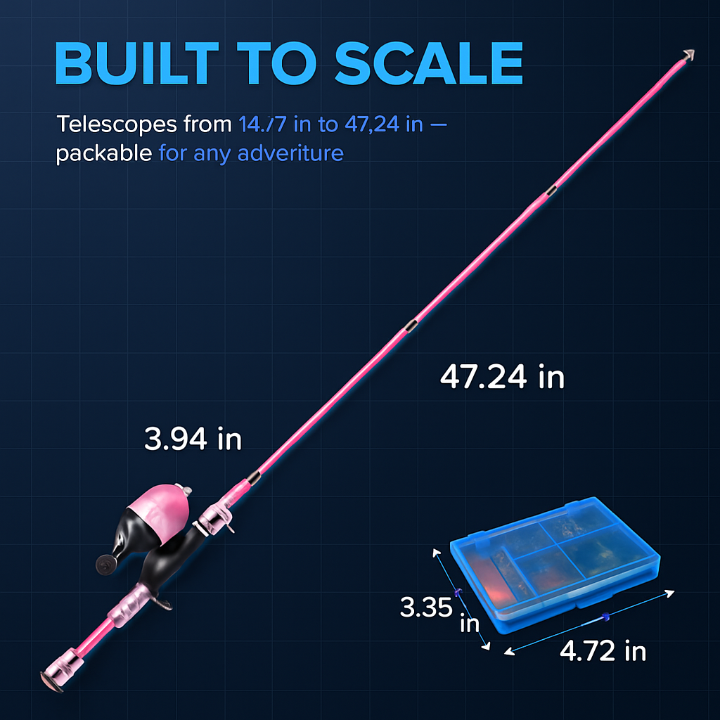 Kids Fishing Pole Set - Telescopic Rod & Spincast Reel Kit LJGDeals