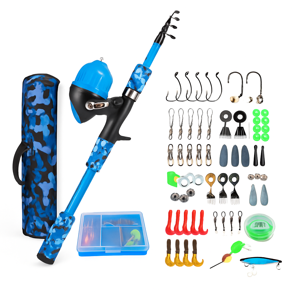 Kids Fishing Pole Set - Telescopic Rod & Spincast Reel Kit LJGDeals