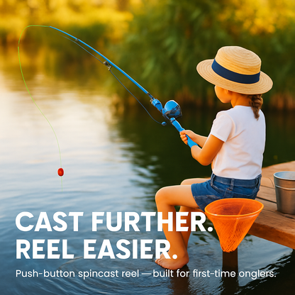 Kids Fishing Pole Set - Telescopic Rod & Spincast Reel Kit LJGDeals