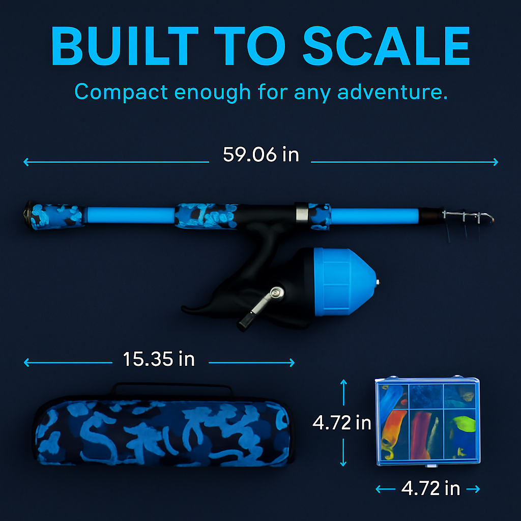 Kids Fishing Pole Set - Telescopic Rod & Spincast Reel Kit LJGDeals