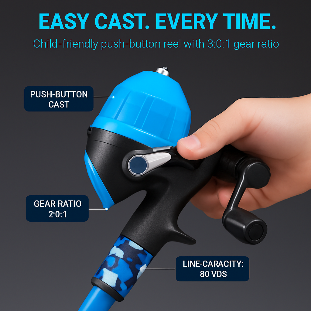 Kids Fishing Pole Set - Telescopic Rod & Spincast Reel Kit LJGDeals