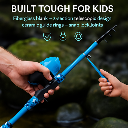 Kids Fishing Pole Set - Telescopic Rod & Spincast Reel Kit LJGDeals