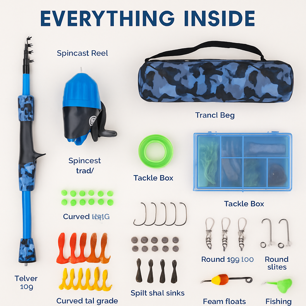 Kids Fishing Pole Set - Telescopic Rod & Spincast Reel Kit LJGDeals