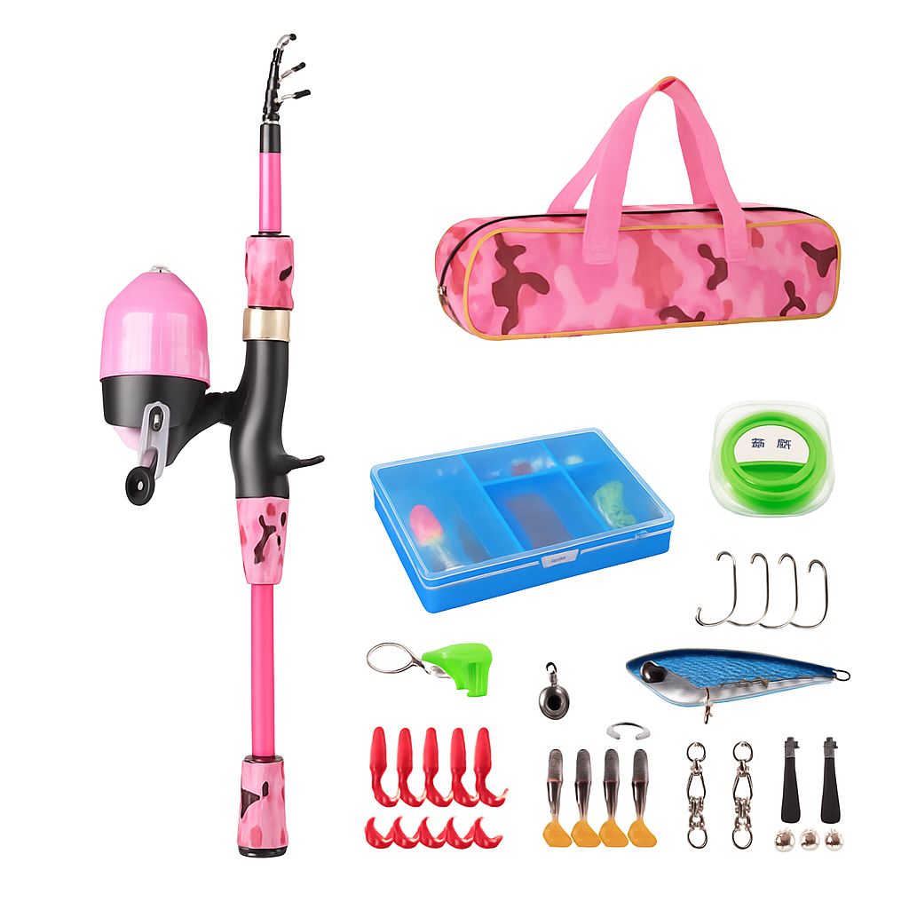 Kids Fishing Pole Set - Telescopic Rod & Spincast Reel Kit LJGDeals